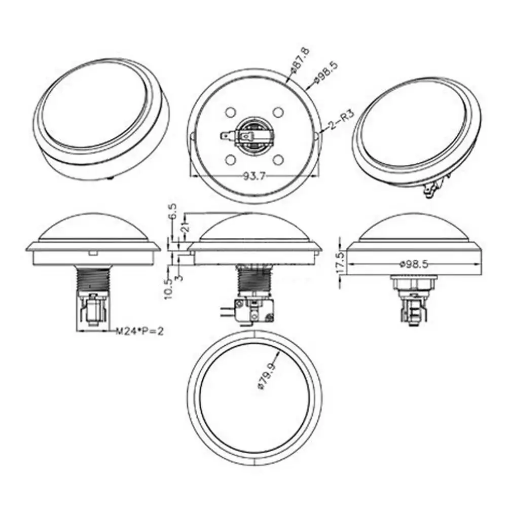 Pulsador redondo grande de 100mm LED iluminado con microinterruptor para piezas de máquinas de juego de salón recreativo DIY interruptor de luz de