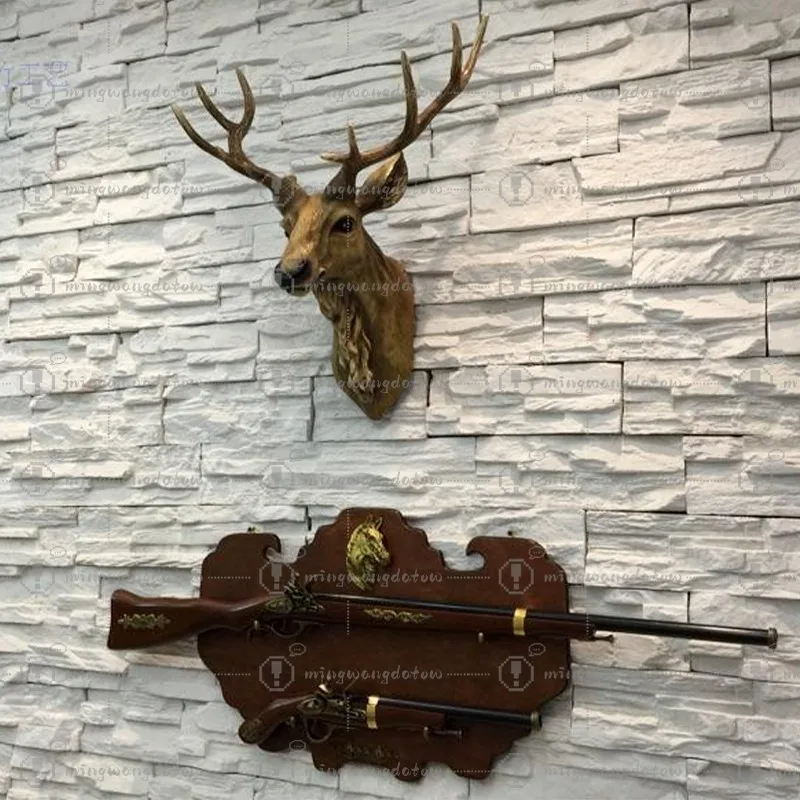 Faux Deer Head 17 inch Faux Animal Head Wall Décor Handmade Farmhouse Décor Rustic Wall Decor Deer Antlers Head Statue Resin Art