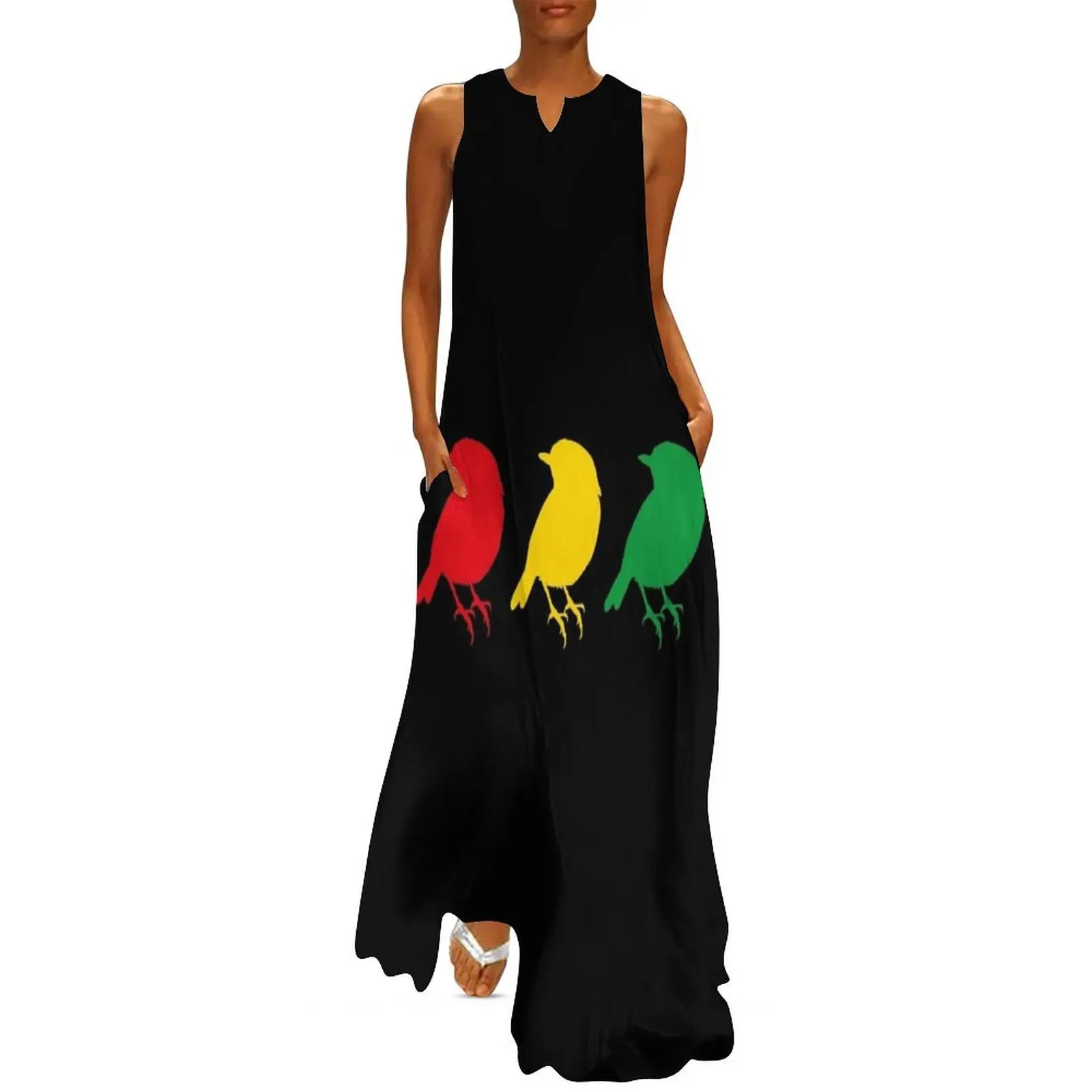 

3 little Birds - Three Birds Rasta Colors Bob Song Long Dress cute dress Women's summer dress