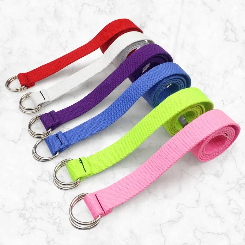 D ring buckle belt Harajuku zipper all-match ultra long canvas belt lovers brief solid color long belt 110cm long