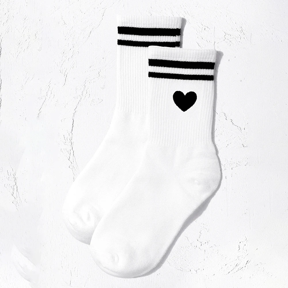 6 Pairs Women Parallel Bar Socks Fashionable Versatile Cartoon Love Socks Soft and Comfortable Casual and Breathable Socks