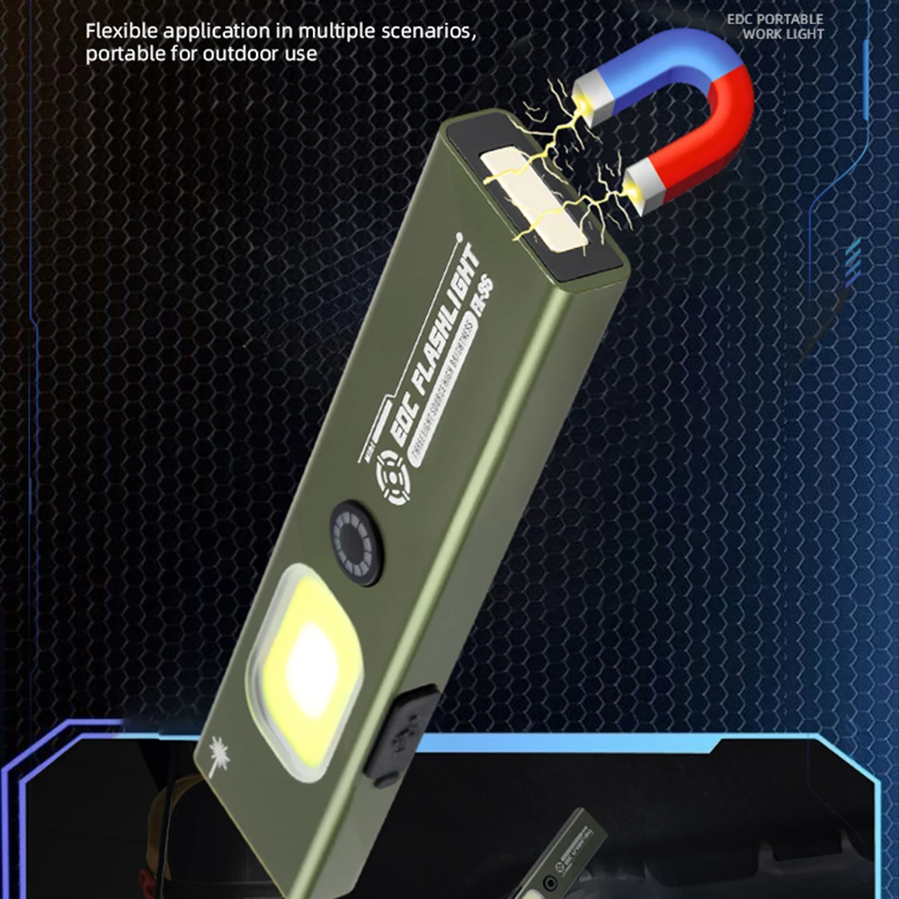 Senter EDC 4 in1 Senter Magnetik Lampu Kerja Lumen Tinggi Lampu Saku Mini Isi Ulang untuk Rumah, Garasi dan Keadaan Darurat