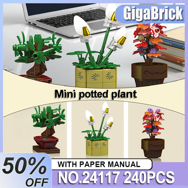 

MOULD KING 24117 Mini potted plant Building Blocks Detailed Set Bricks Assembly Desk Orn puzzle Toy Christmas Gift For Kids