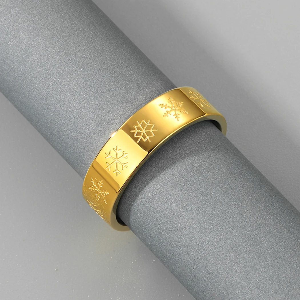 Stainless Steel Golden Snowflakes Silicone Wedding Ring for Women Personalized Xmas Gift Silicone Ring Wife - Image 4