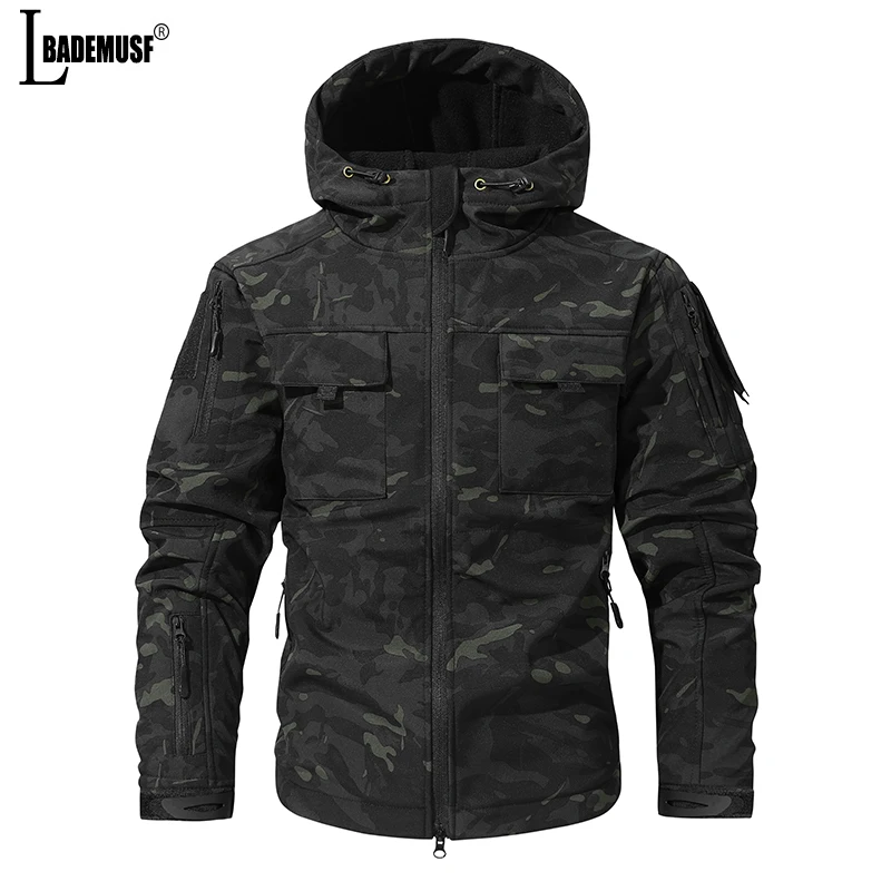 

Lurker Shark Skin Soft Shell Camouflage Tactical Jacket Men Waterproof Fleece Hooded Coat Hunt Clothes Autumn Outdoor Men Jacket