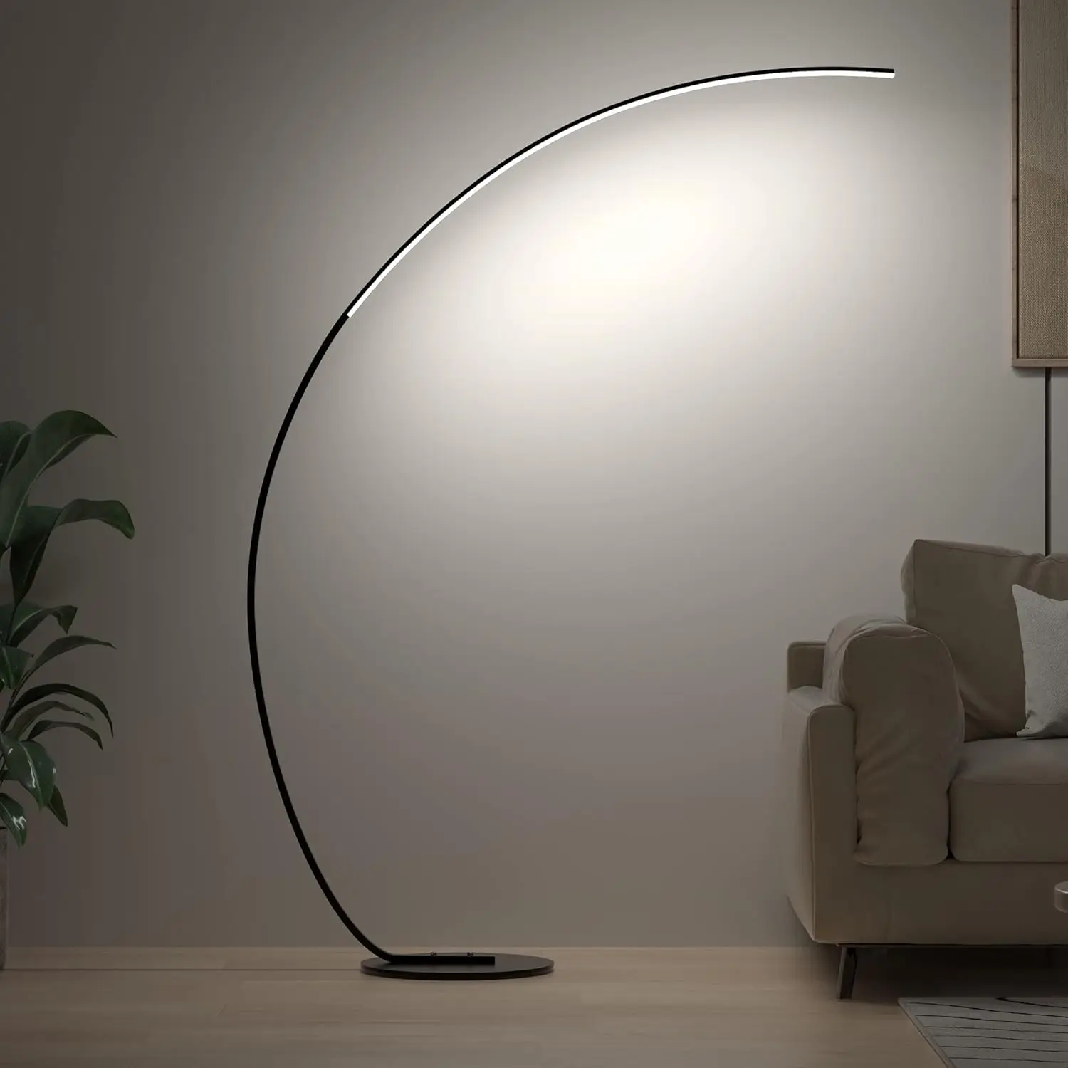 

RGBW Modern 69.99 inch Arched Standing Reading Floor Lamp with Remote - Dimmable Black Led Color Changing Curved Ambient