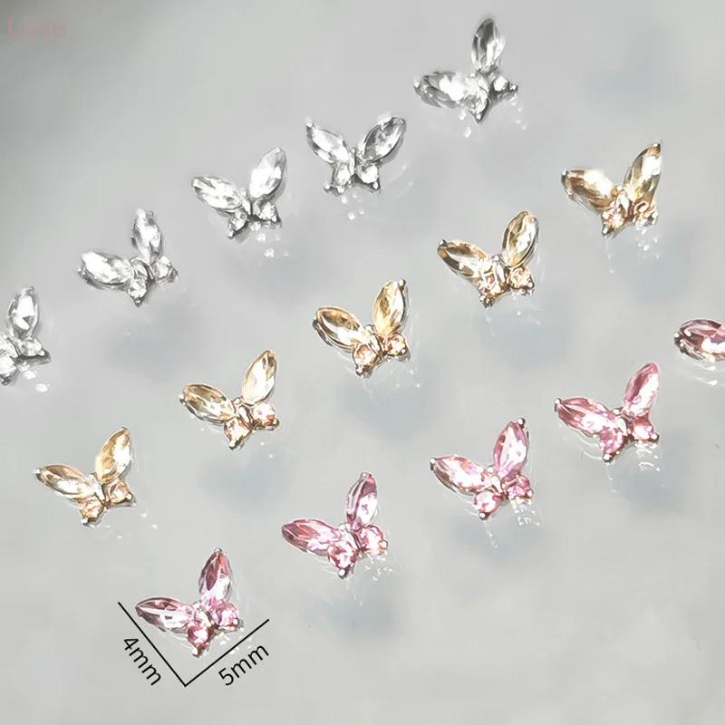 [L&P] 10pcs Bow Knot Glitter Nail Charms Butterflies Assortment Resin 3d Nail Art Decoration Studs Accessories Supplies Women