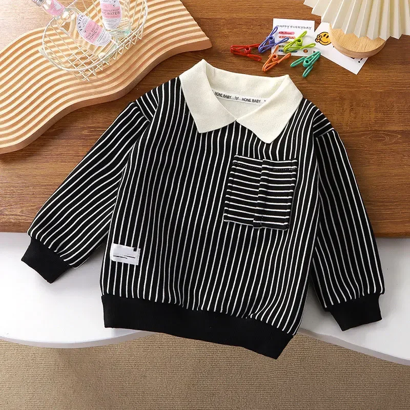 Winter Boys Sweatshirts Plus Velvet Tops for Kids Long Sleeve Children Pullovers Warm Thicken Boys Girls Polo Shirts Clothes