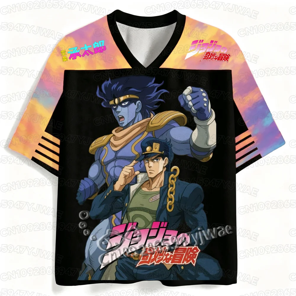 2026 Summer Men's Women's Anime JOJO Jotaro Kujo Jersey Summer Soccer T-shirt Casual Sports T-Shirt Tops