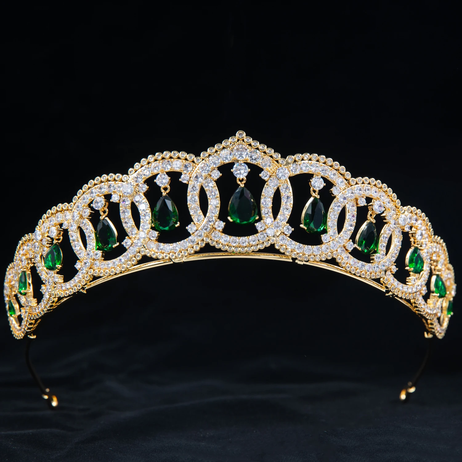 New Gold Zircon Tiara Bridal Wedding Hair Accessories Princess Birthday Headdress Crown Headband Headwear Accessories CH10479A