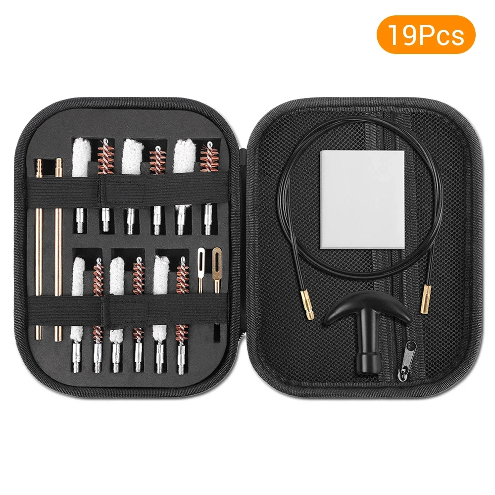 

19Pcs Gun Cleaning Kit Tactical Gun Barrel Cleaning Kit for Handgun Rifle Pistol Gun Brush Tool for .22/.38/9mm/.40/.45Cal Hunt