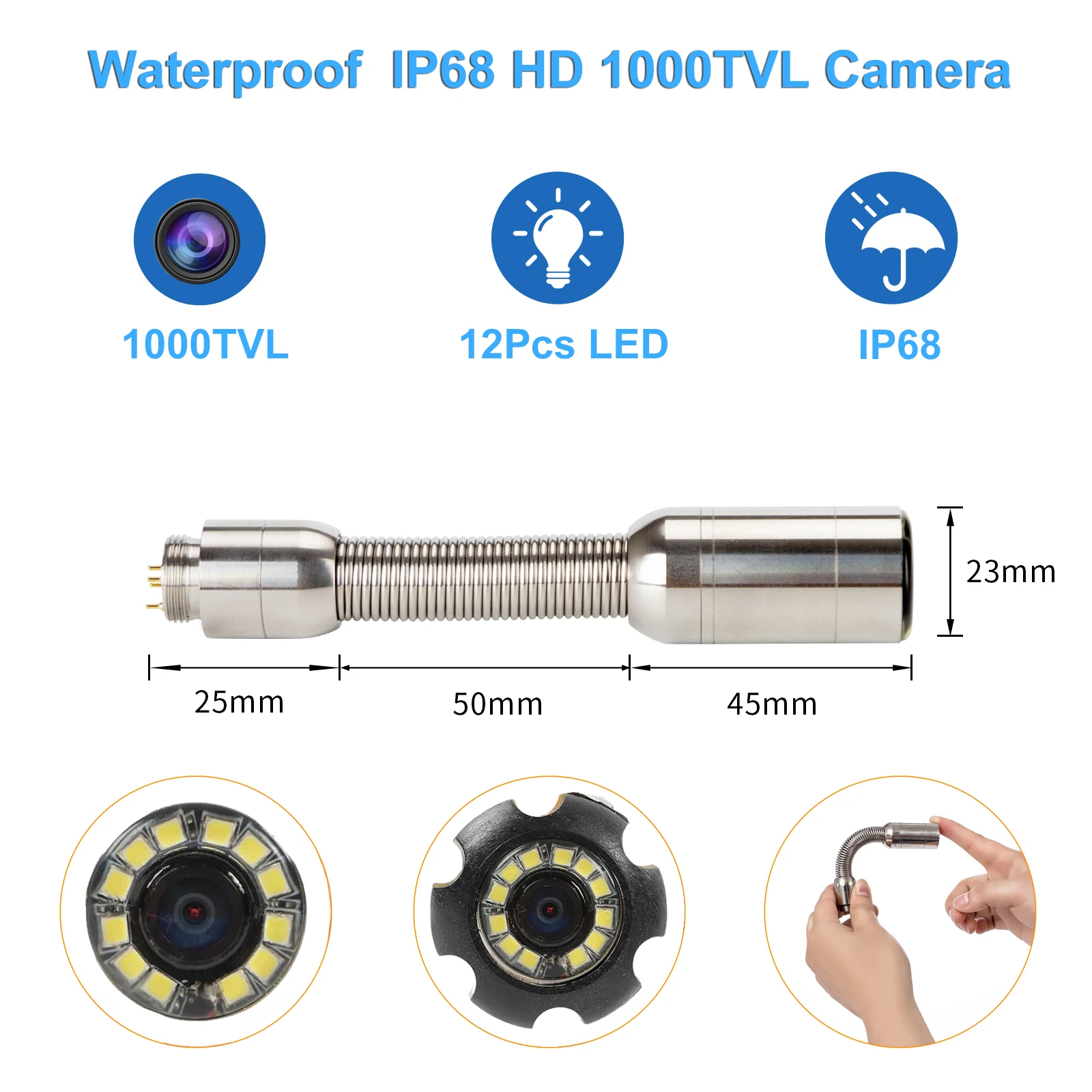 23mm Drain Pipeline Inspection Replacement Camera Head with Protector Cover and Screwdriver