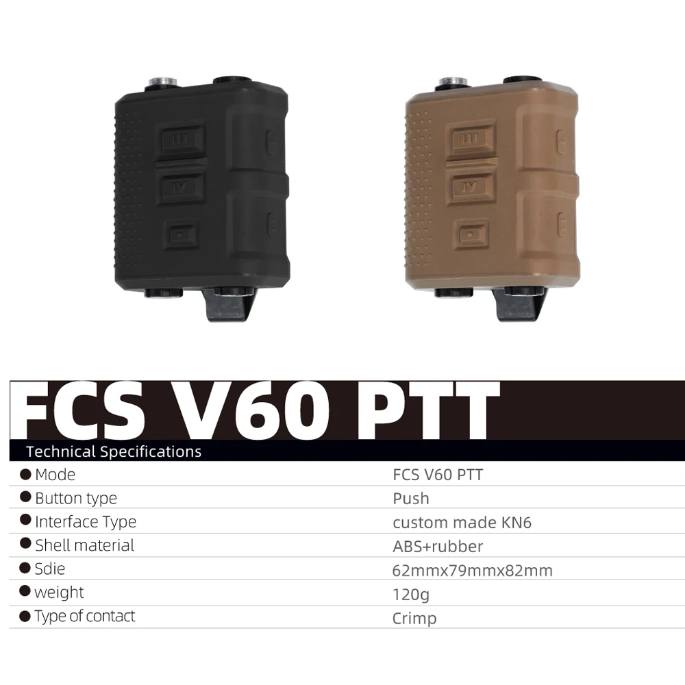 التكتيكية FCS V60 PTT موصل استقبال الارسال قنات الاتصالات ل AMP Comtac III سماعة الرأس #5