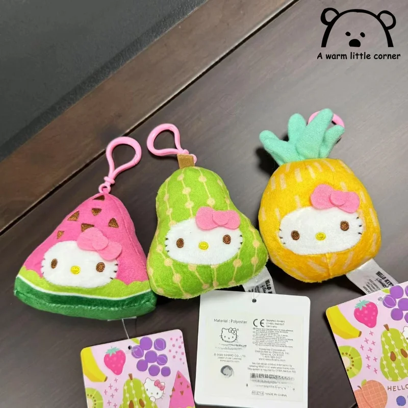 Super Cute Fruit Series Pineapple Kt Cat Backpack Plush Pendant Keychain Cute Dessert Little Pineapple Plush Doll Girl Gift