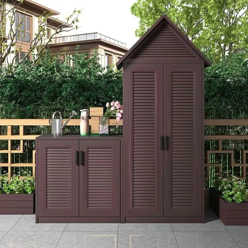 

Outdoor Aluminum Alloy Garden Storage Cabinet - Rainproof, Sun-Resistant & Multi-Functional for Tools & Essentials
