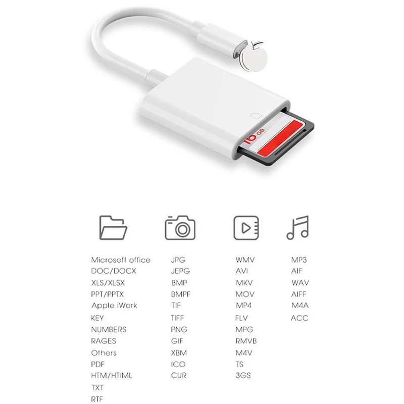 For IPhone Multi Card Reader for Lightning for SD TF Memory Card Readers Support IOS14 for IPhone 6/7/8/X/XR/11/12