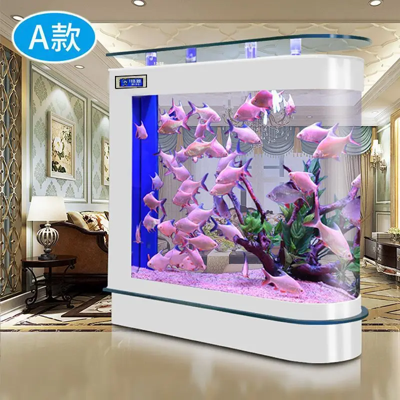 Bullet fish tank aquarium ecological screen partition, fish tank white floor filter glass fish tank high definition