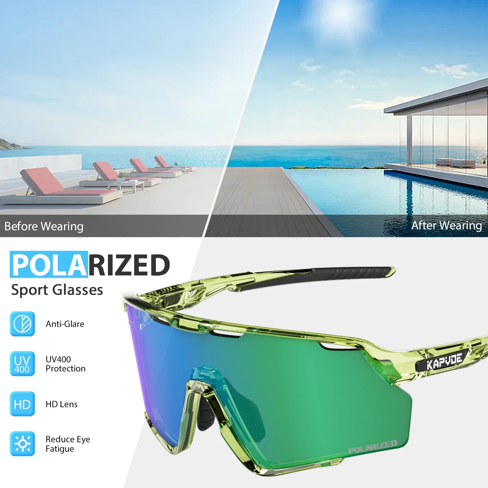 Kapvoe New Outdoor Bike Eyewear Cycling Glasses Cycling Sunglasses Women MTB Bicycle Glasses UV400 Goggles Man Sports Eyewear