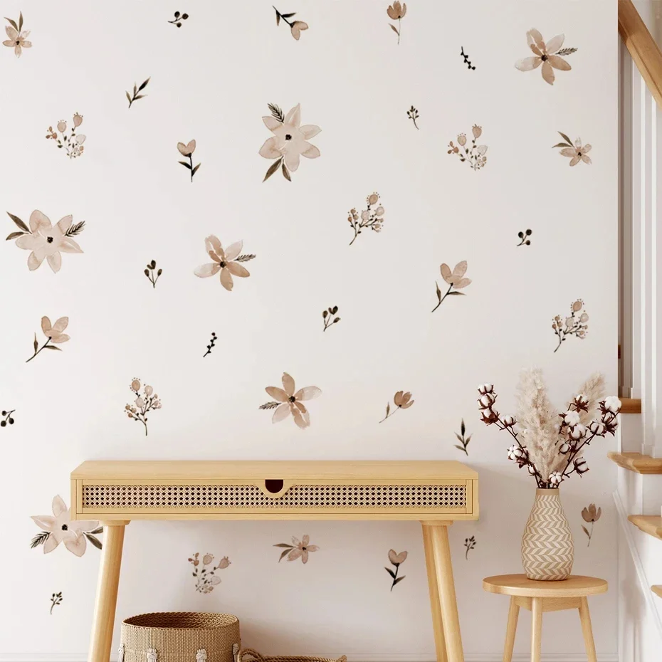 Boho Flowers Wall Stickers Child Watercolor Bedroom Living Room Home Decor Art Eco-frienly Removable Decals PVC Murals image 5