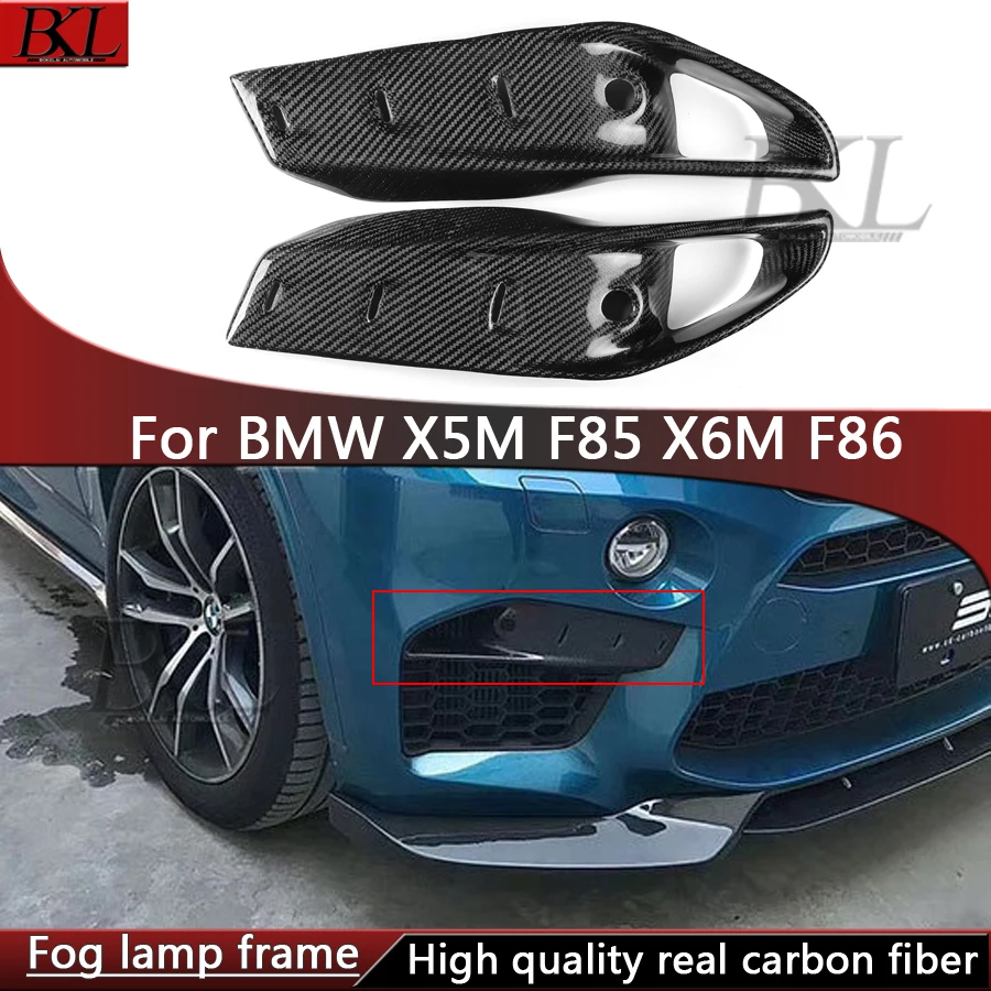 

For BMW X5M F85 X6M F86 2014-2018 Carbon fiber air vent cover decoration car front bumper fog lamp grille cover trim body kit