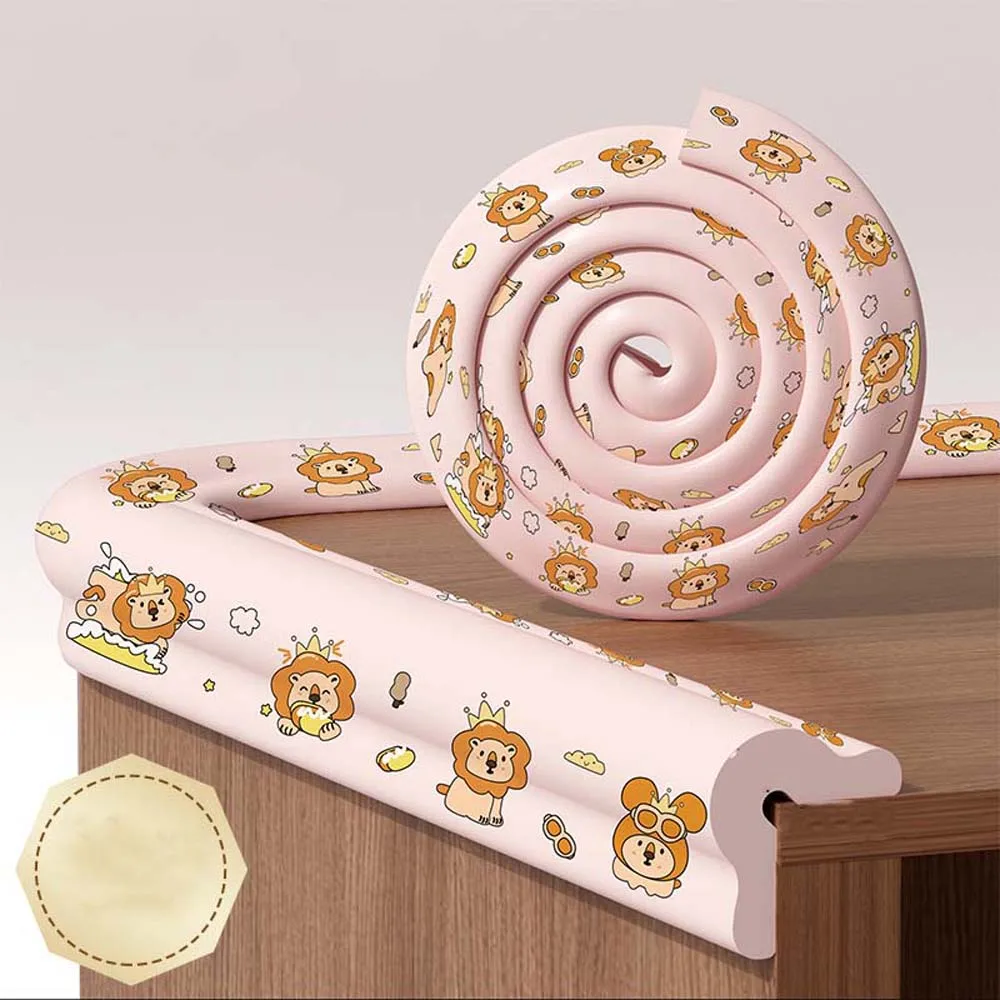 Tira anti-colisão macia do bebê dos desenhos animados traceless nbr borda canto fita dupla face urso anti-colisão proteção canto crianças