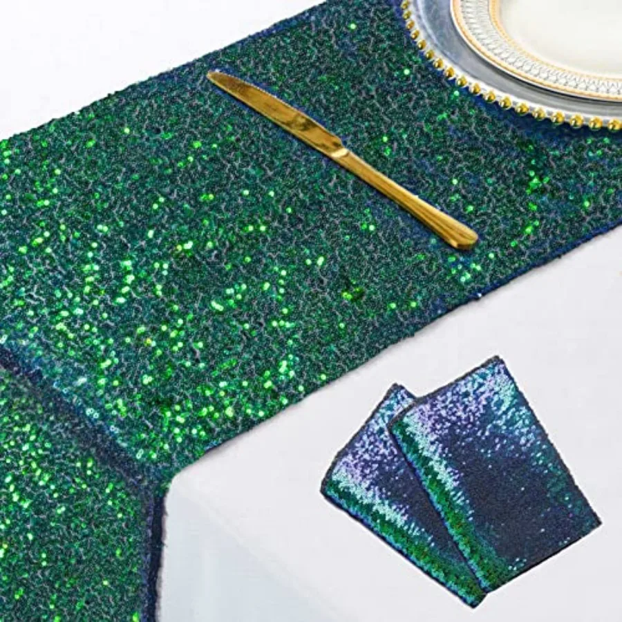 

Iridescent Table Runner 2 Packs 12''x72'' Sequin Table Runners Sparkly Table Cover Overlay 72 Inch Sequence Fabric Table Cloth