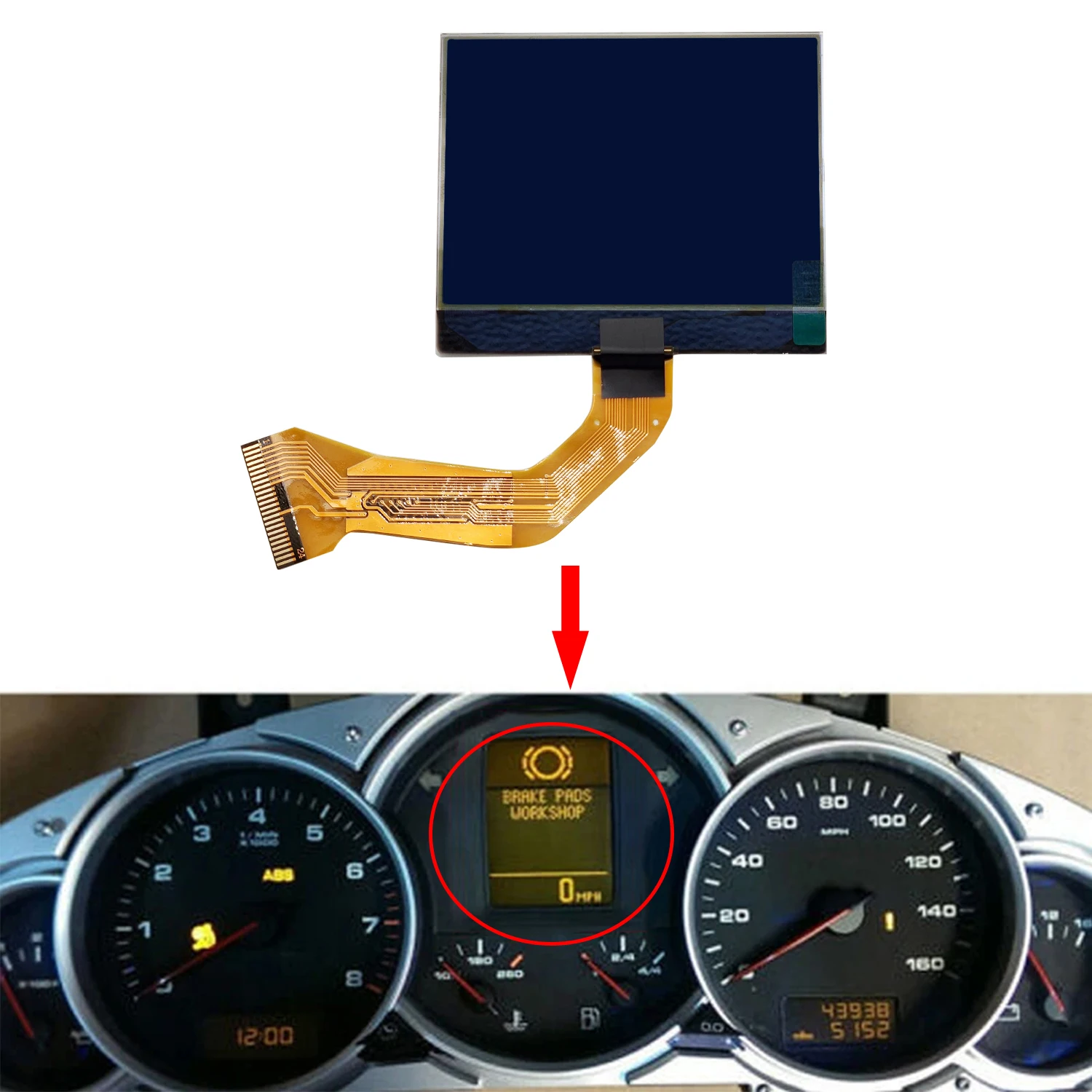 LCD Display for Touareg V6 2004-2007 Porsche Cayenne 2003-2009 Instrument Dashboard Cluster Pixel Repairing Auto LCD Screen