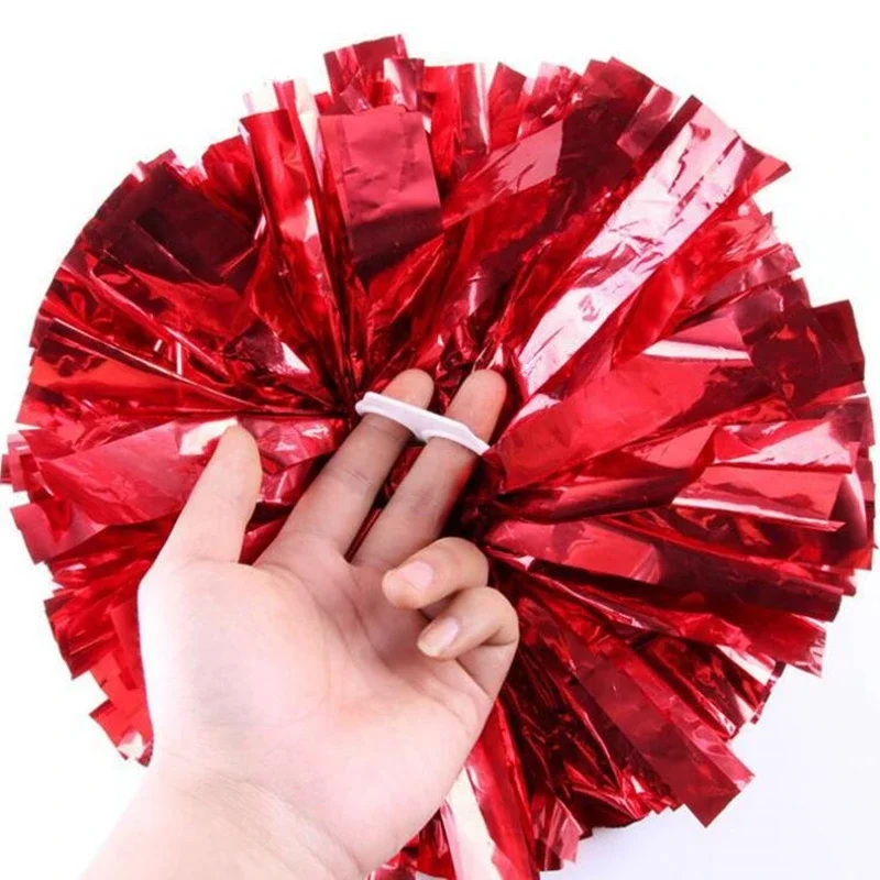 1Pc Colorful PE Plastic Handle Metallic Streamer Pompoms Cheerleading Cheering Flower Ball Dance Game Club Sports Supplies