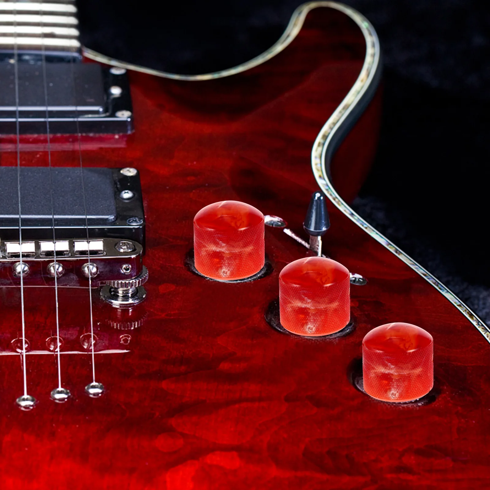 

Electric Guitar Knobs Bass Volume Tone Control Dome Wrench Compatible Instruments Replacement Parts Premium Plastic Long Lasting