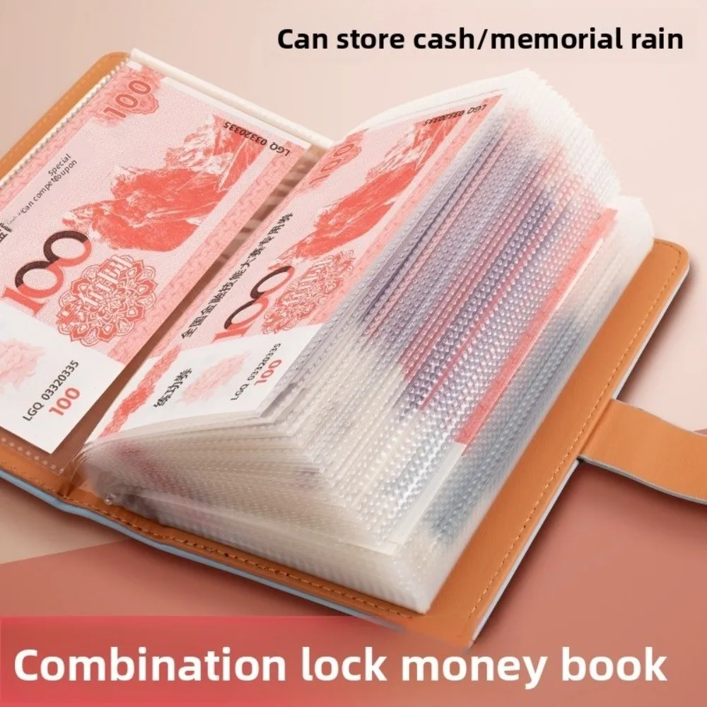 50Sheets Saving Money Binder Portable PU Leather Budget Binder with Lock Cash Envelopes Refillable Planner Organizer
