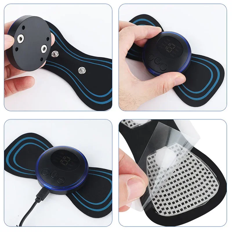 Neck Rechargeable Massager Electric Neck Massage EMS Cervical Vertebra Massage Patch for Muscle Pain Relief Shoulder Relaxation