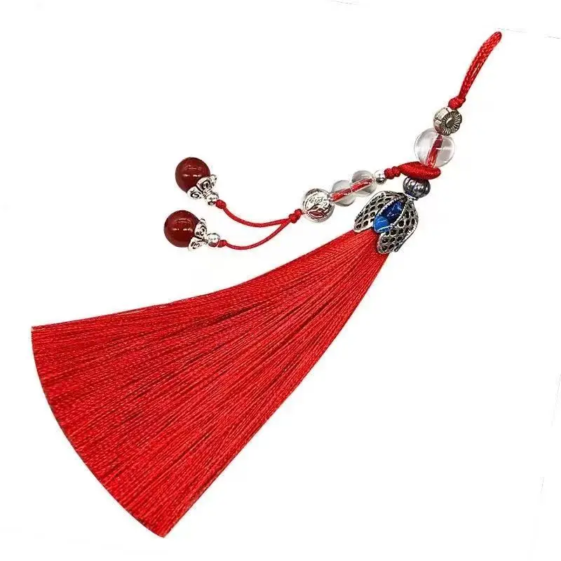 Jia Blue Tassel Pendant Antique Hanfu Cheongsam Decoration Accessories Mobile Phone Pendant Bag Pendant Fan Pendant.