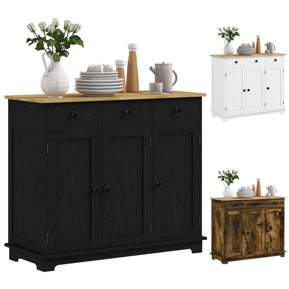 Modern side panel buffet cabinets with adjustable shelves and drawers