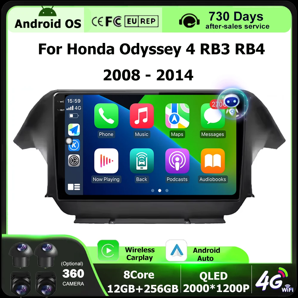 

Wireless Carplay For Honda Odyssey 4 RB3 RB4 2008-2014 Android 16 Car Radio Multimedia Video Player GPS Navigation Tools 4G WIFI
