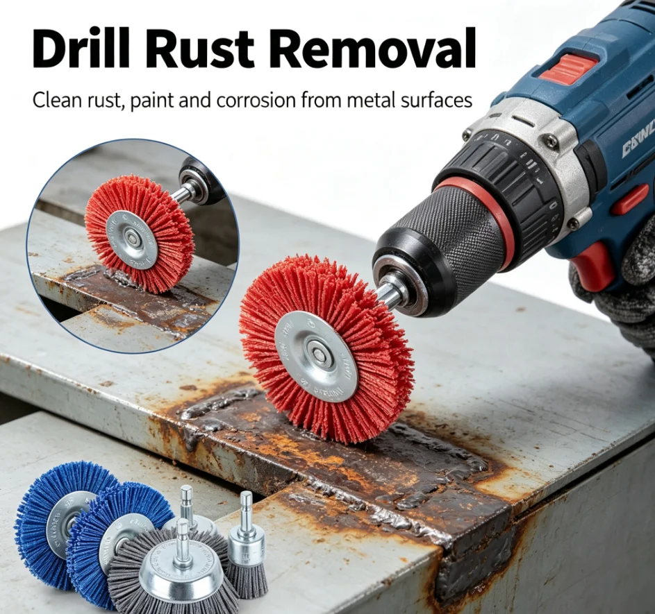 1-9pcs Nylon Filament Abrasive Brush 1/4" Shank Drill Rotary Tool Nylon Cup Brush for Remove Rust/Corrosion/Paint Wood Polishing