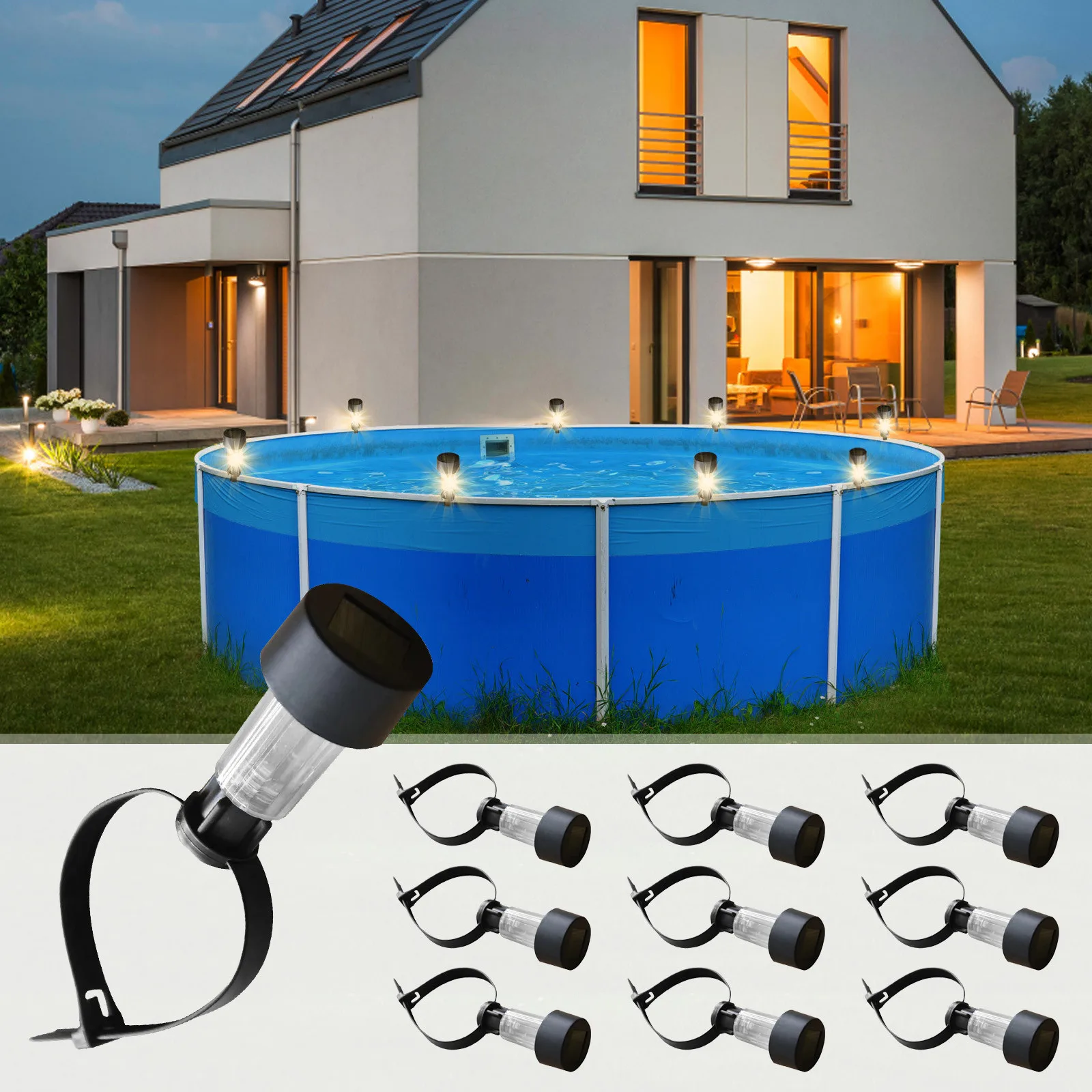

Solar Pool Light Frame on the ground for swimming pool outdoor pool fence decorative accessories Waterproof LED Lighting