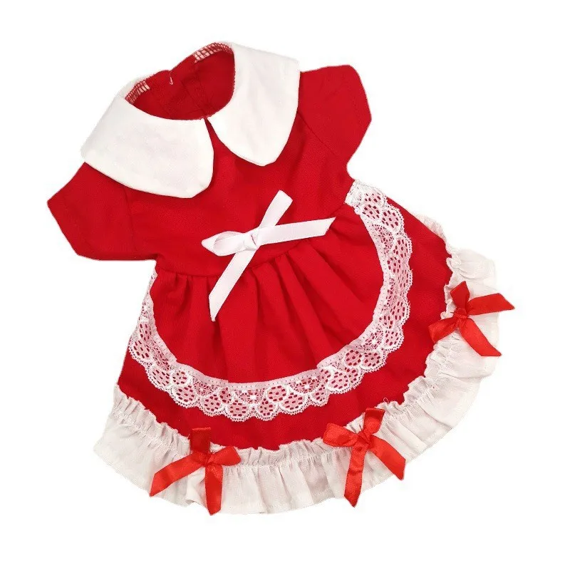 Pet Christmas Maid Dress Dog Clothes Cute Lace Cake Dress Sweet and Lovely Pet Clothes Cat Dress Dog Dresses for Small Dogs