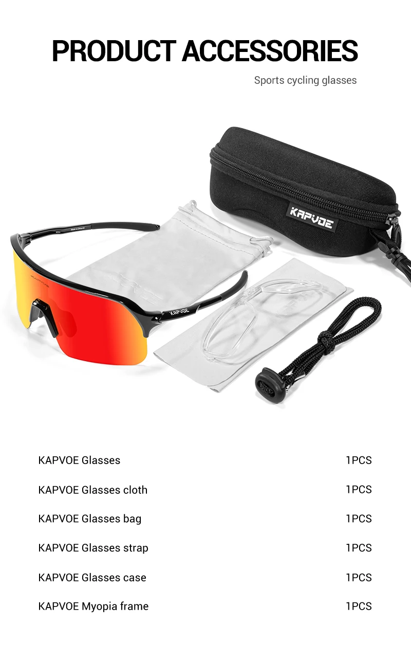 Kapvoe Sonnenbrille für Herren, Fahrradbrille, Fahren, Fahrradbrille, Radfahren, Damen, Straße, Mountainbike, Outdoor, Sportbrille, UV400 – Detail 15