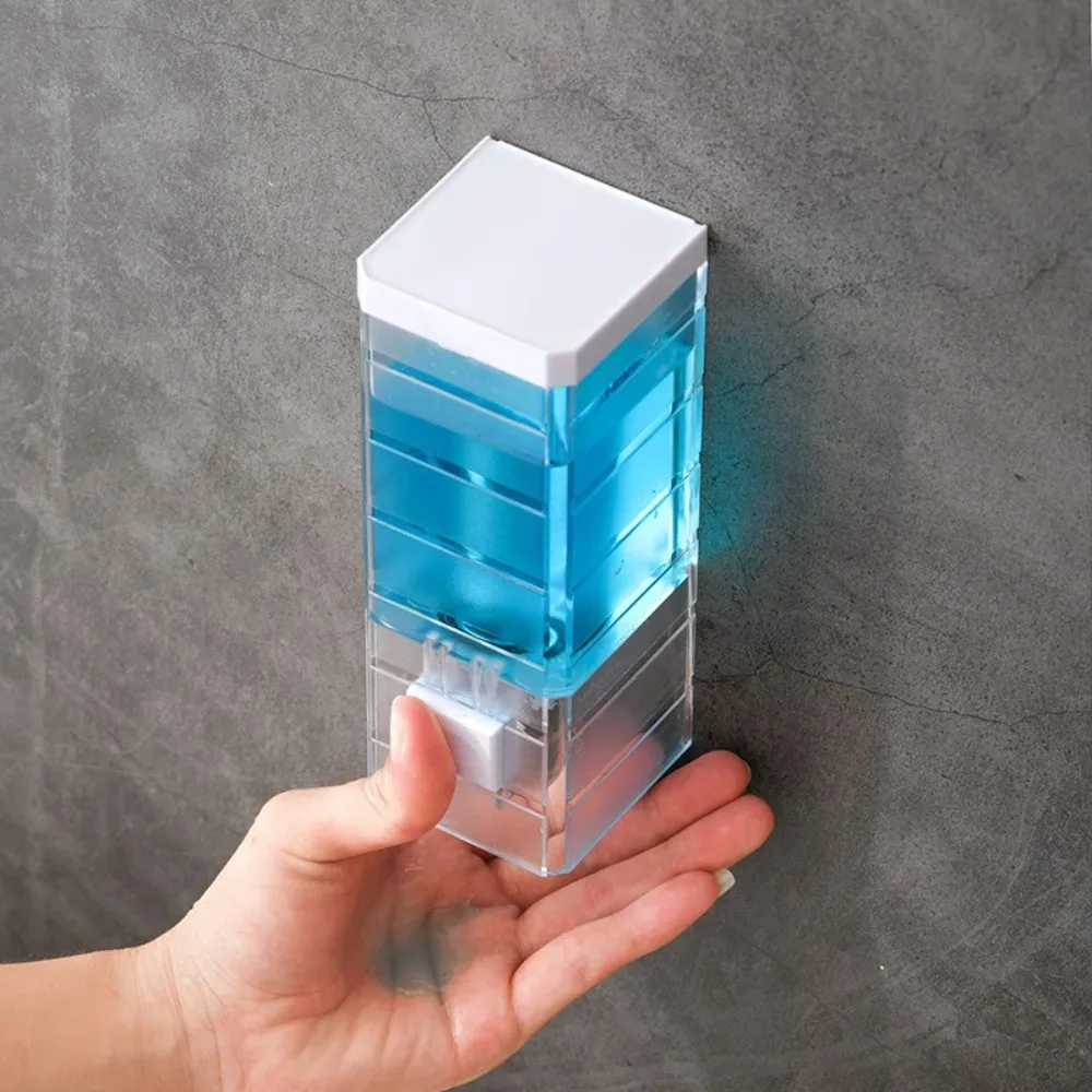

No Drill Wall Mounted Manual Press Soap Dispenser Transparent Soap Bottle Shampoo Dispenser for Bathroom Shower Accessories 1PC