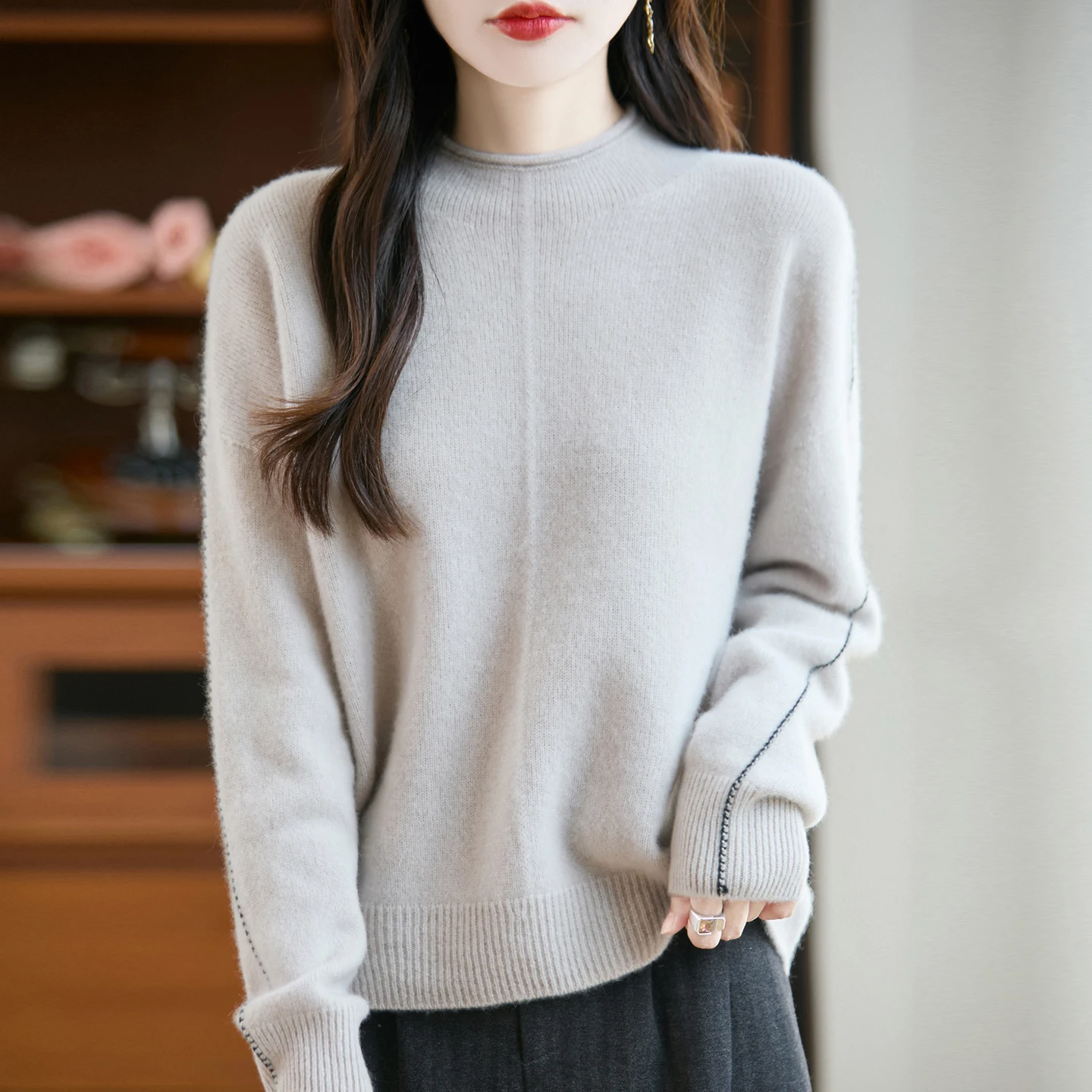 Luxury 100% Merino Wool Sweater Women Soft Breathable Knit Pullover Warm Autumn Winter Basic Top Elegant Casual Chic