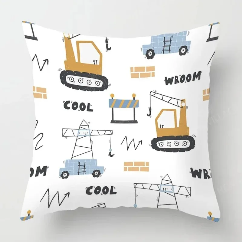 Cute childlike suitable for children type square cushion cover polyester sofa bedroom living room pillowcase decoration