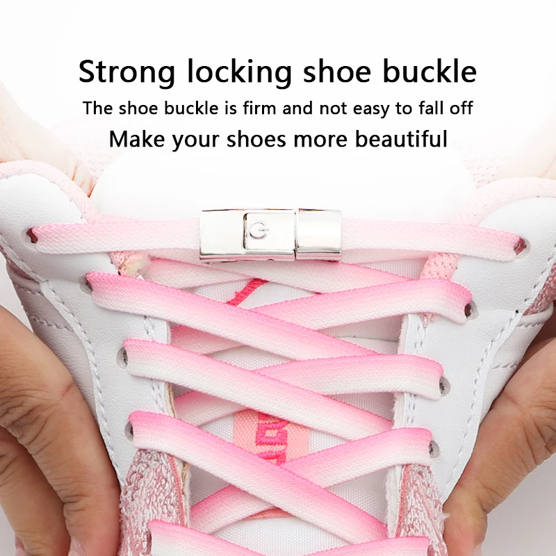 New Colorful Metal Shoelace AF1 Sneakers Kits Metal Laces Tip Clip Elastic Press Buckle Shoelaces Press Lock Shoes Accessories image 6