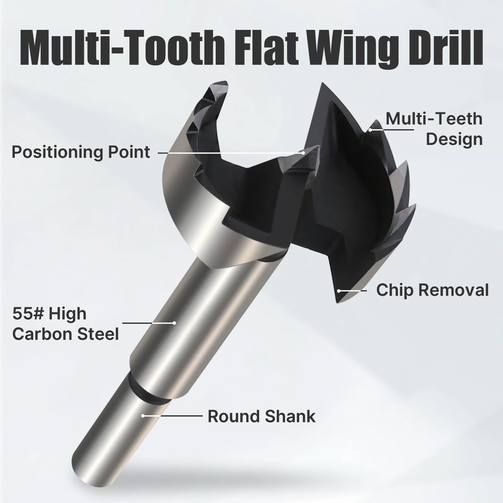 5Pcs Forstner Drill Bit Set Hinge Boring Woodworking Hole Saw Round Shank HCS Cutter with Plastic Box For Wood Hardwood Softwood