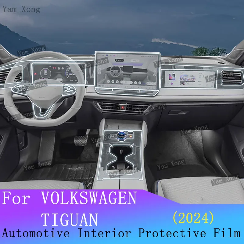 

For VOLKSWAGEN TIGUAN 2024 Center Console Panel Dashboard Navigation Automotive Interior Protective Film TPU Anti-Scratch Film
