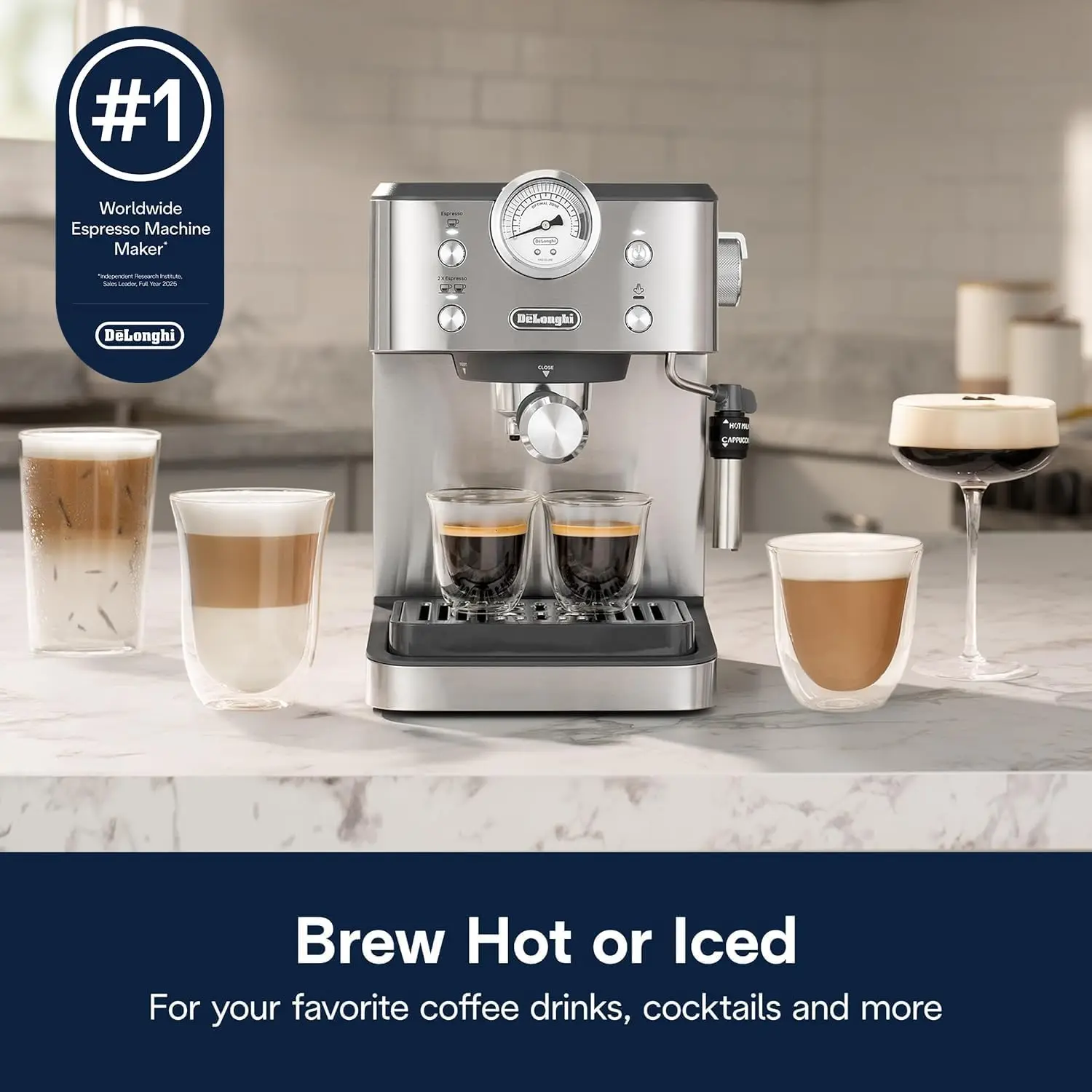 Classic Signature Espresso Machine, Adjustable Milk Frother | #1 Worldwide Espresso Machine Maker, Rapid Heat-Up, Preset Single