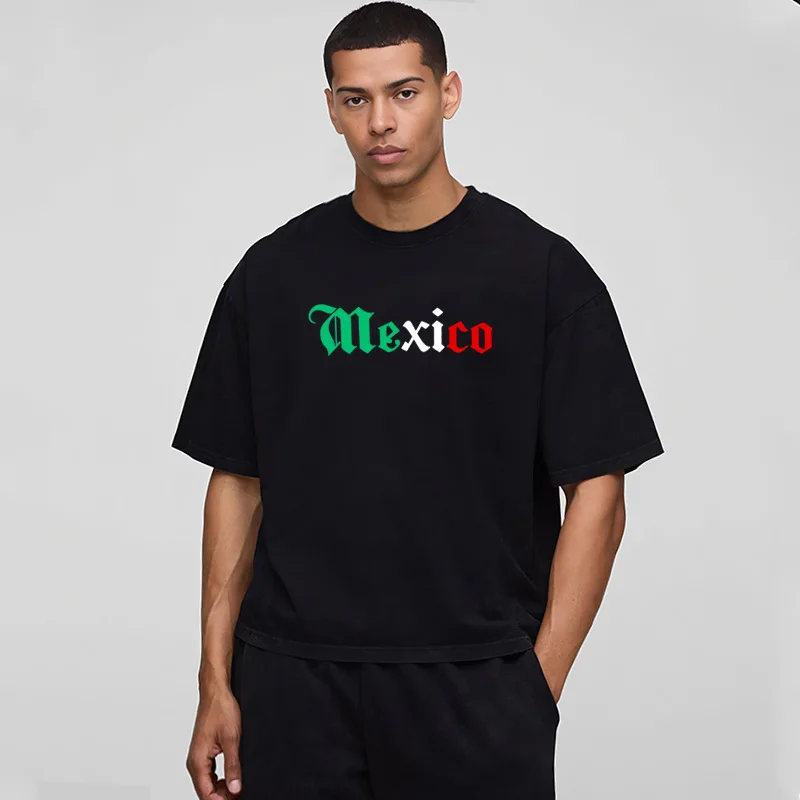 Men's Cotton T-irt ort Sle Crossfit Gym Top American Heavyweight Loose Fit Casual ort Sve Summer Outdoor Wear