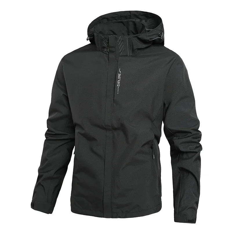 Chaqueta informal para hombre, abrigo impermeable a prueba de viento para exteriores, sombrero desmontable, M-5XL masculino, primavera y otoño