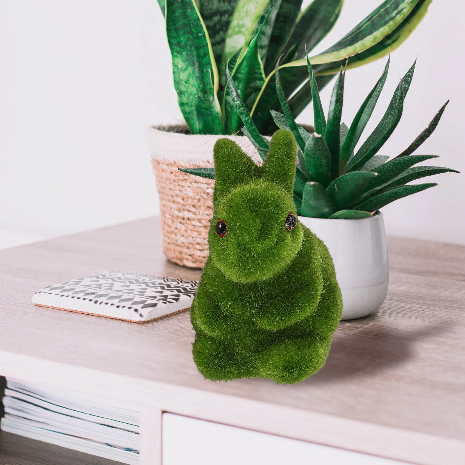 

3Pcs Easter Moss Rabbit Flocking Decor Simulation Rabbit Garden Party Decoration Miniature Patio Ornament Moss Decor