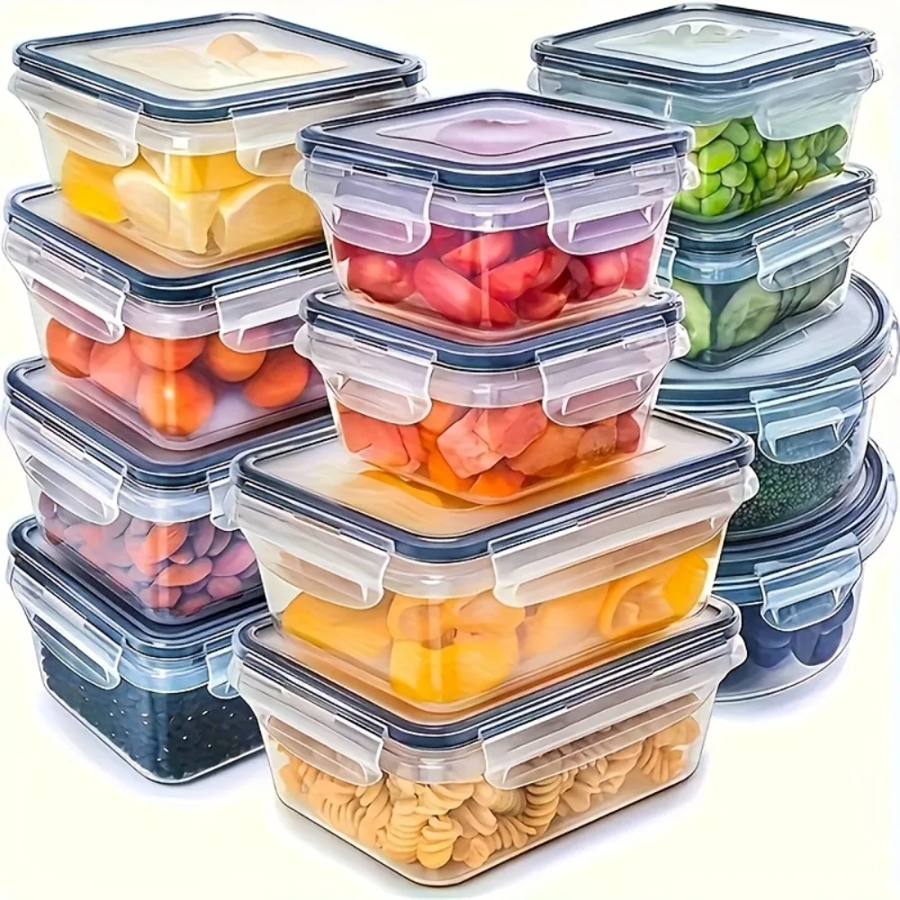1PC Airtight Food Storage Container with Lid, Leakproof Bento Lunch Box, Microwave-Safe Meal Prep Fridge Organizer