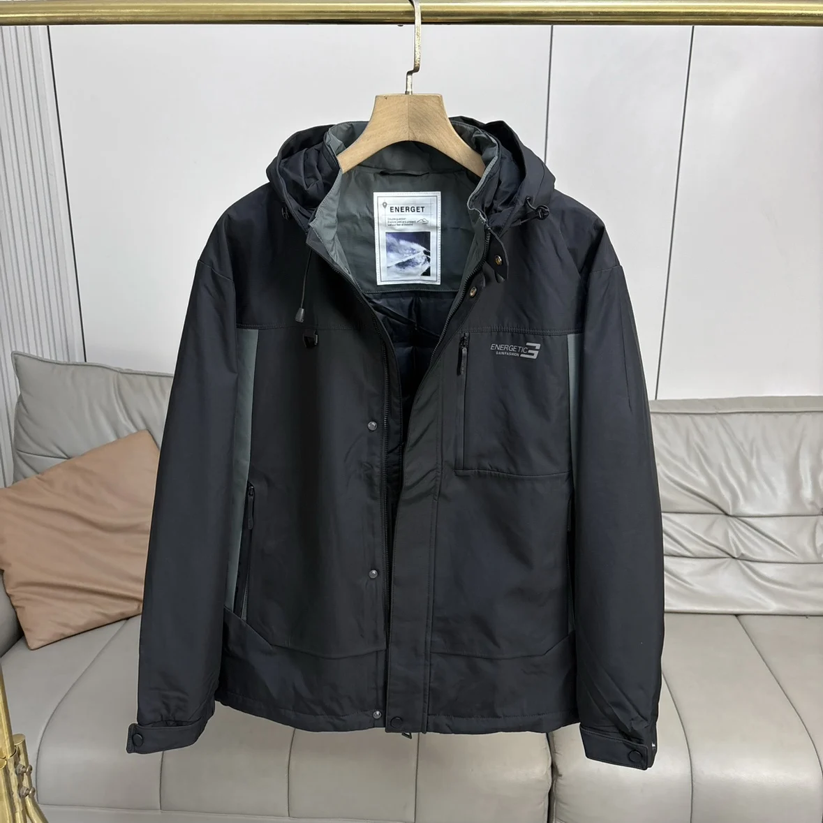 

Мужской утепленный пуховик Color Blo Du с капюшоном, 90% пуха, теплый, повседневный, на молнии